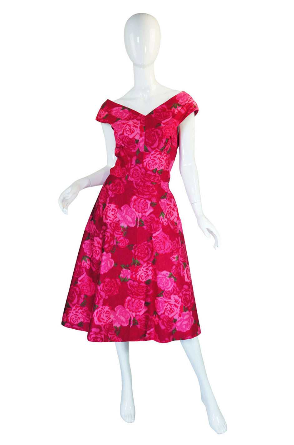 1950s Pink Floral Print Full Skirted Dress – Shrimpton Couture