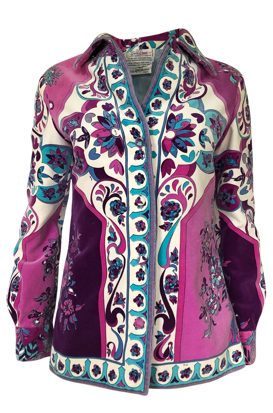 1960s Emilio Pucci Pink, Lavender & Baby Blue Print Cotton Velvet Jack ...