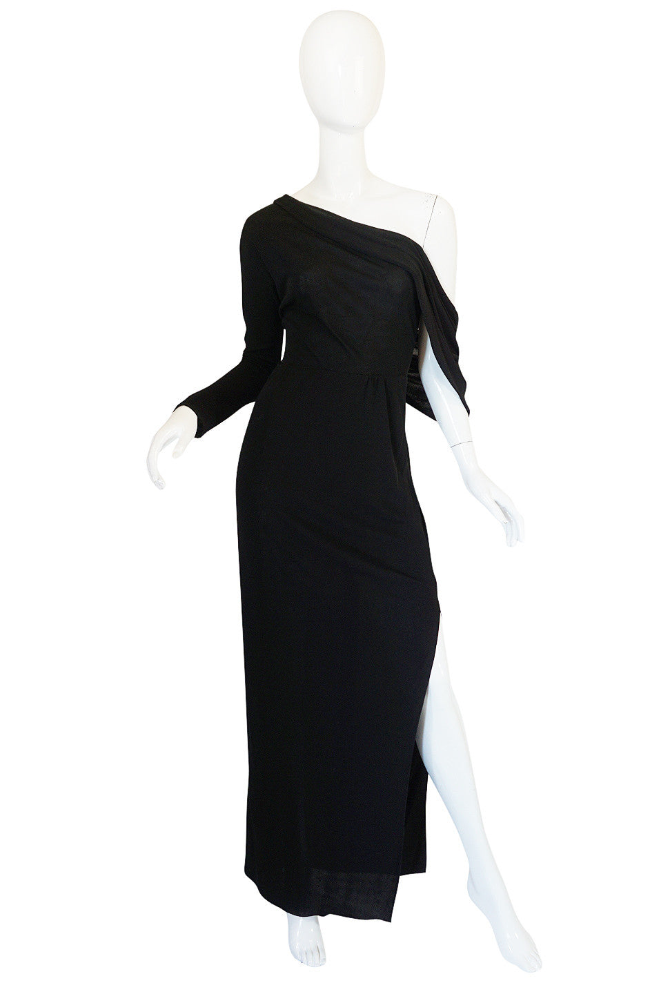 1970s One Shoulder Black Jersey John Anthony Dress – Shrimpton Couture