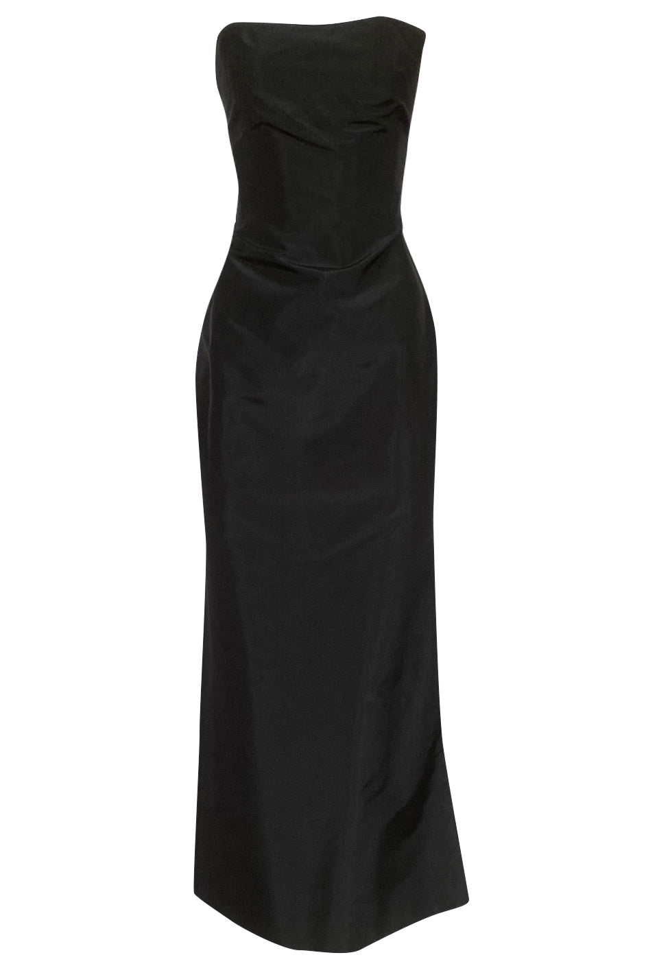 Minimalist 1990s Richard Tyler Couture Strapless Black Silk Dress ...