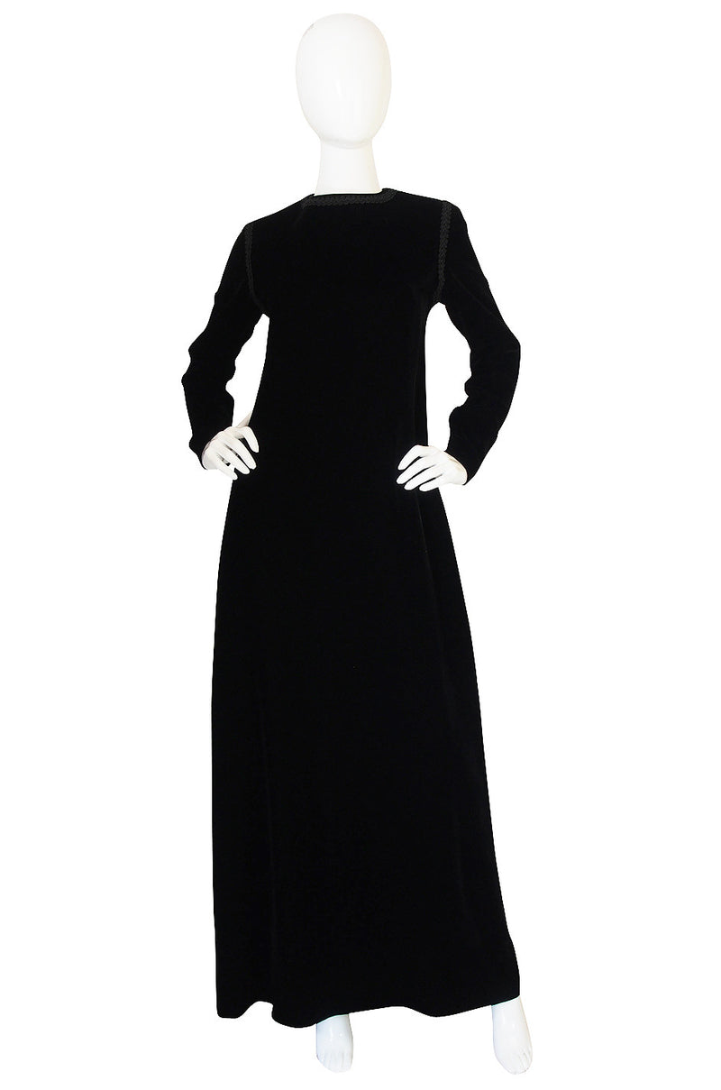 1970s Black Velvet & Braid Yves Saint Laurent Dress – Shrimpton Couture