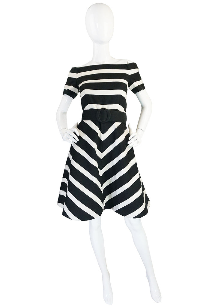 1980s Black and White Scassi Striped Dress | shrimptoncouture.com