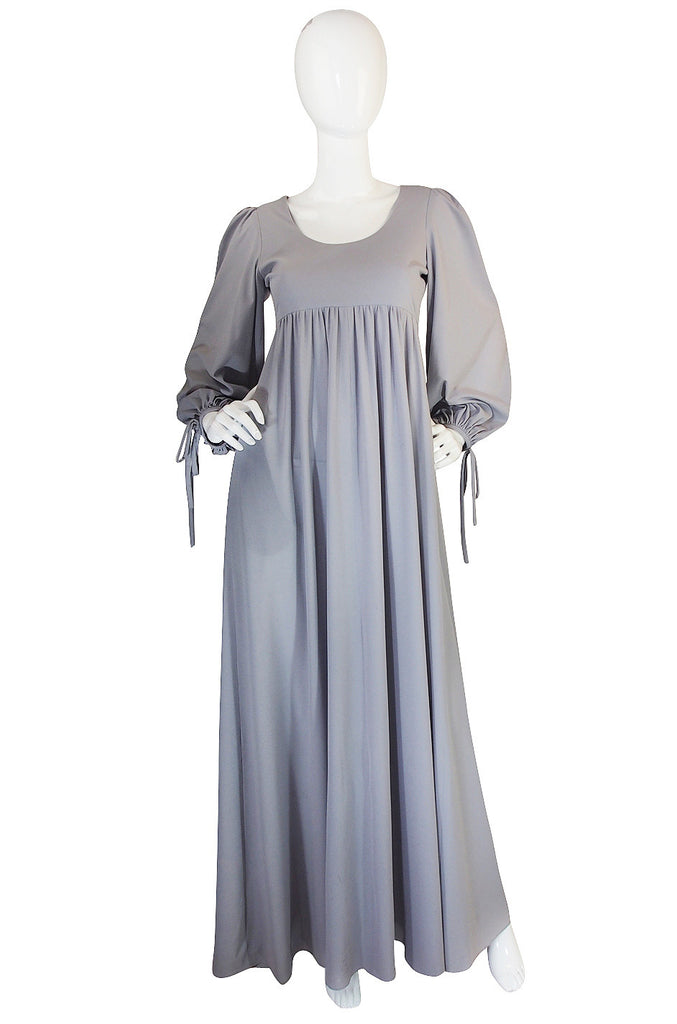 1960s Pretty Grey Blue Gina Fratini Maxi Dress | shrimptoncouture.com