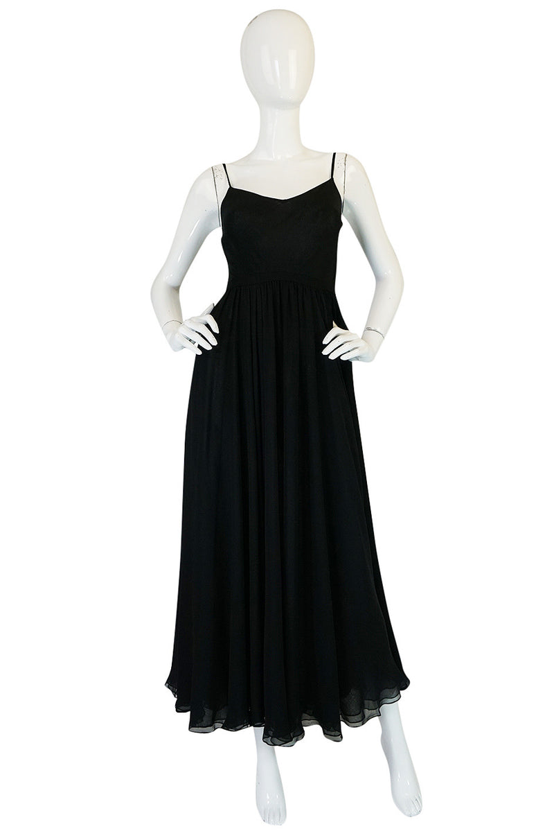 Wonderful c1974 Halston Black Bias Cut Silk Chiffon Dress – Shrimpton ...