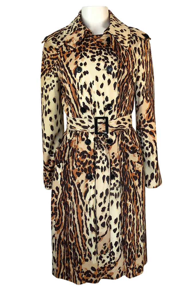 1960s Rain-Paka Traveler Jersey Leopard Print Foldable Trench Coat ...