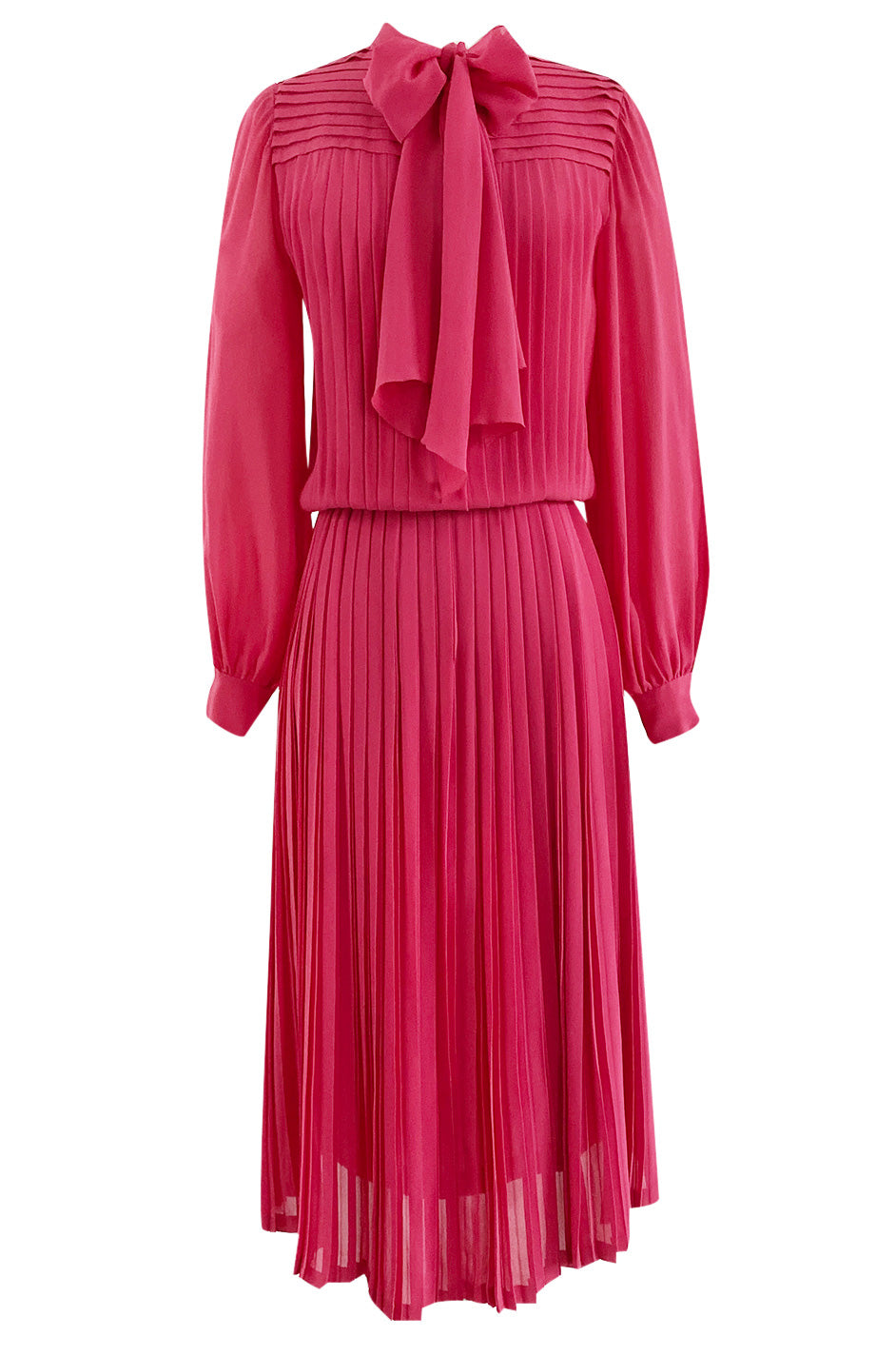 1970s Louis Feraud Haute Couture Hand Pleated Pink Silk Chiffon Day Dr ...