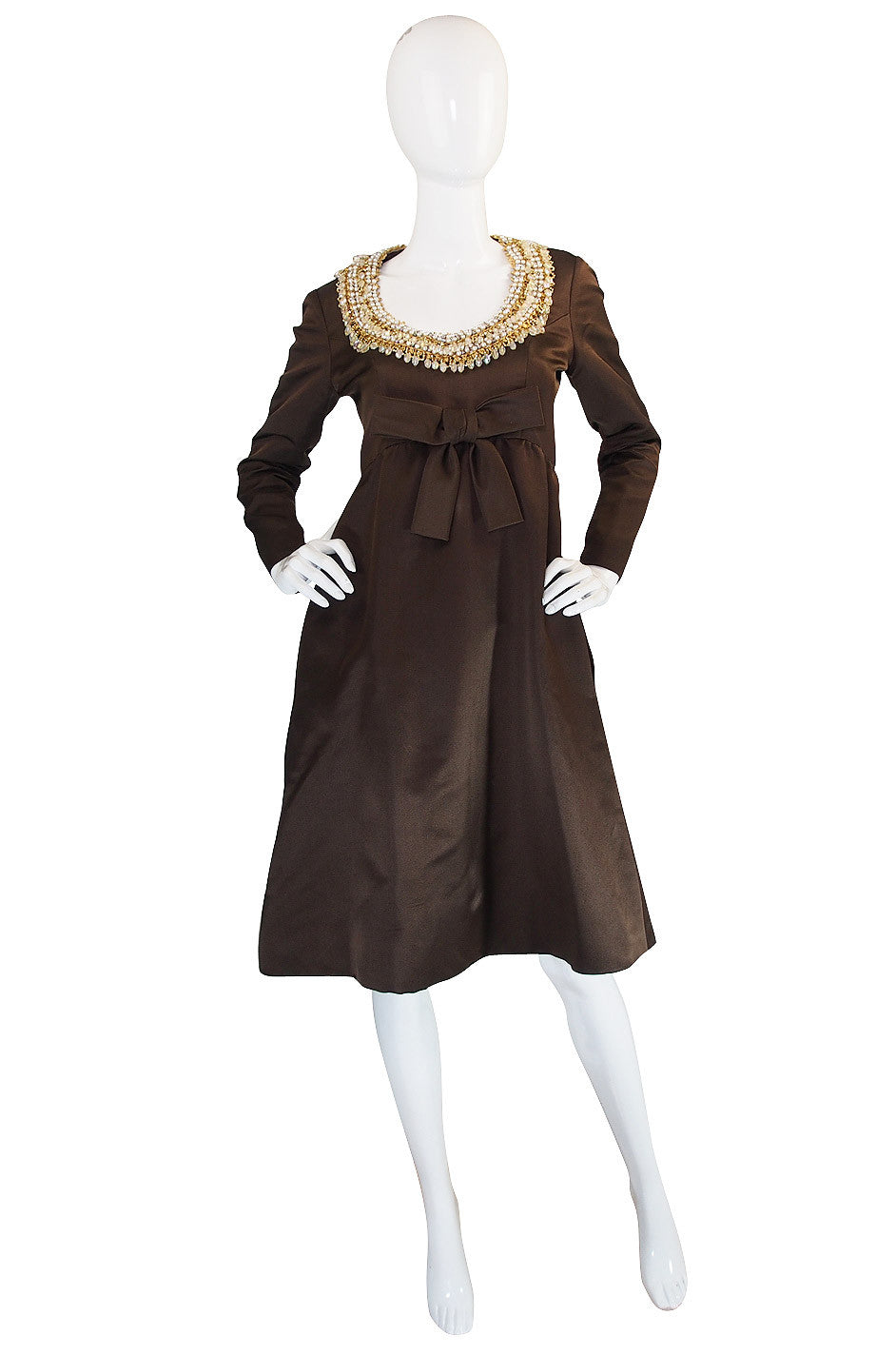 1960s Heavily Beaded Neckline Sarmi Silk Dress – Shrimpton Couture