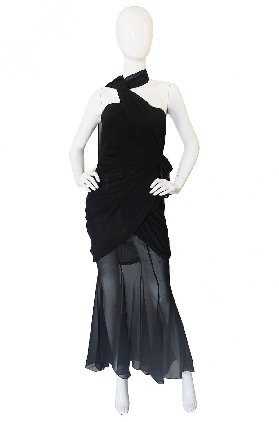Rare 1980s Thierry Mugler One Shoulder Silk & Sheer Dress – Shrimpton ...