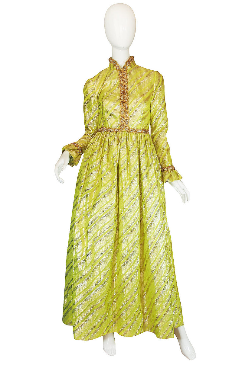 1960s Oscar de la Renta Green & Gold Silk Gown – Shrimpton Couture