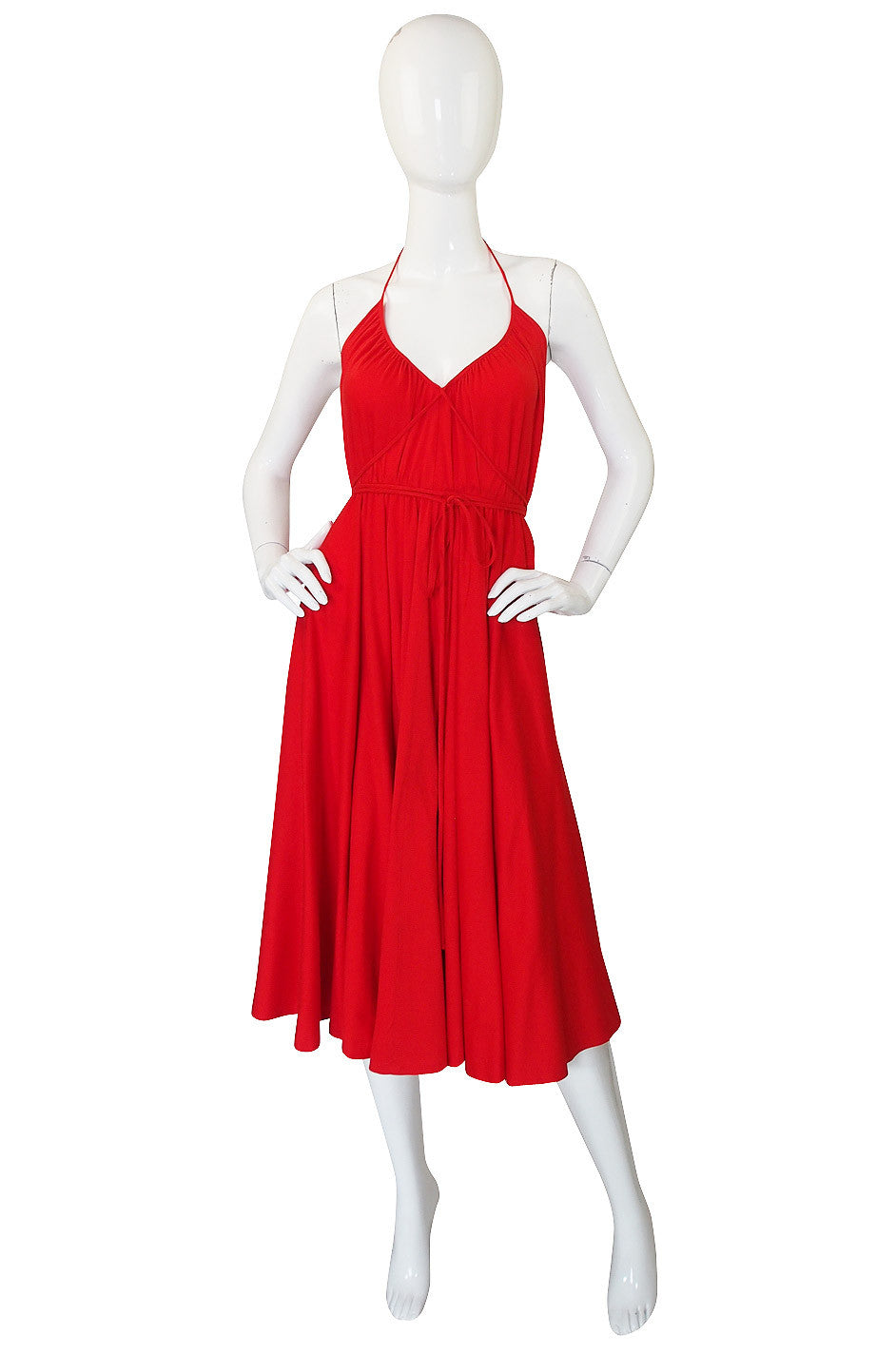 1978 Collection Rare Backless Red Halston Dress | shrimptoncouture.com