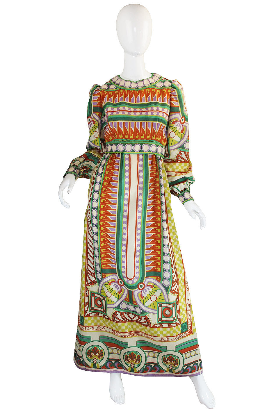 1960s Tribal Print Silk Malcolm Starr Maxi Dress – Shrimpton Couture