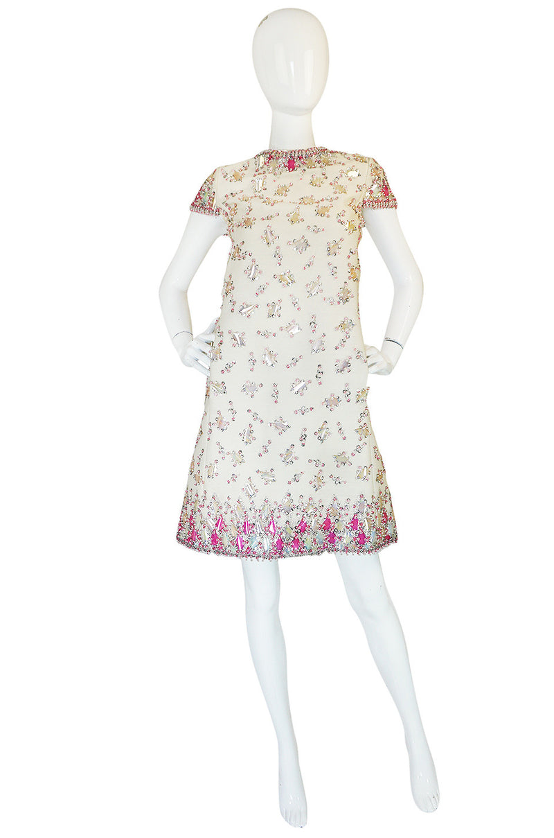 1960s Cream with Pink Beaded Sequin Malcolm Starr Dress – Shrimpton Couture