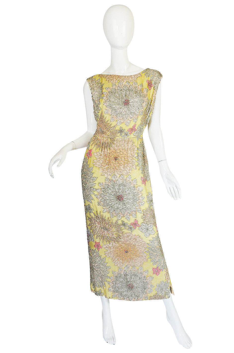 1960s Densely Beaded Malcolm Starr Floral Silk Dress – Shrimpton Couture