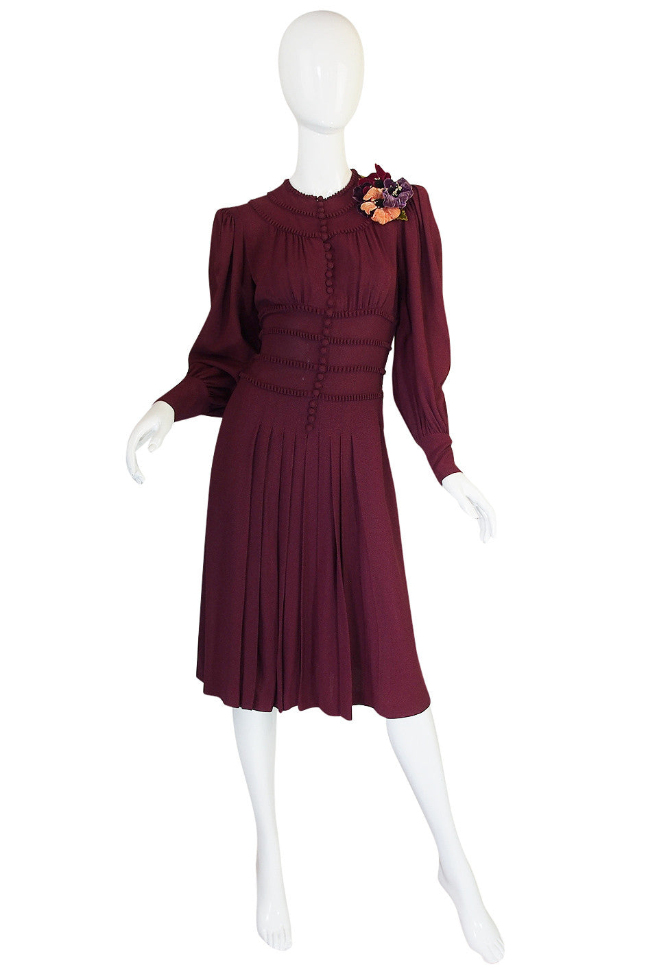 1940s Amazing Burgundy Crepe Swing Dress – Shrimpton Couture