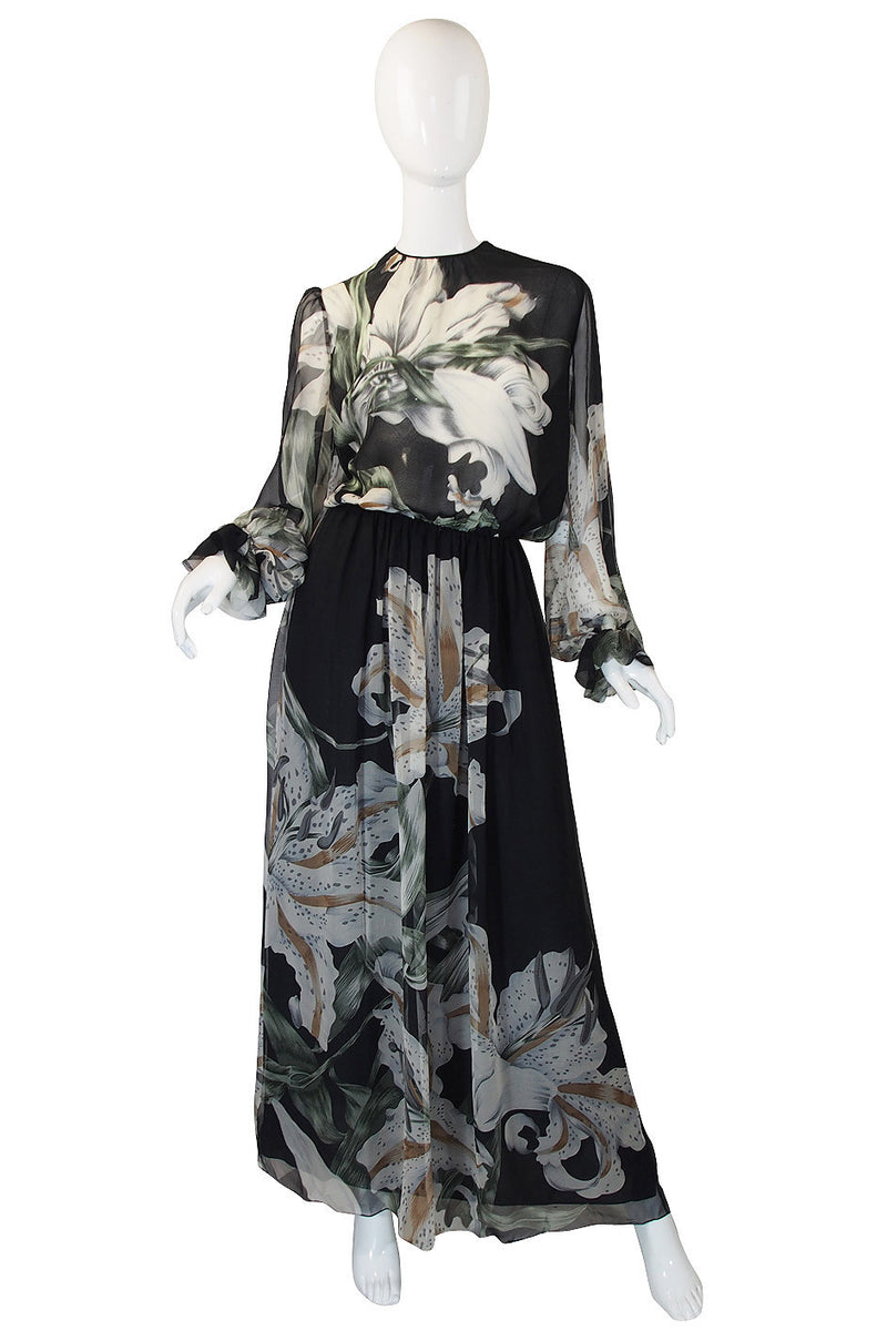 1970s NWT Hanae Mori Silk Chiffon Floral Gown – Shrimpton Couture