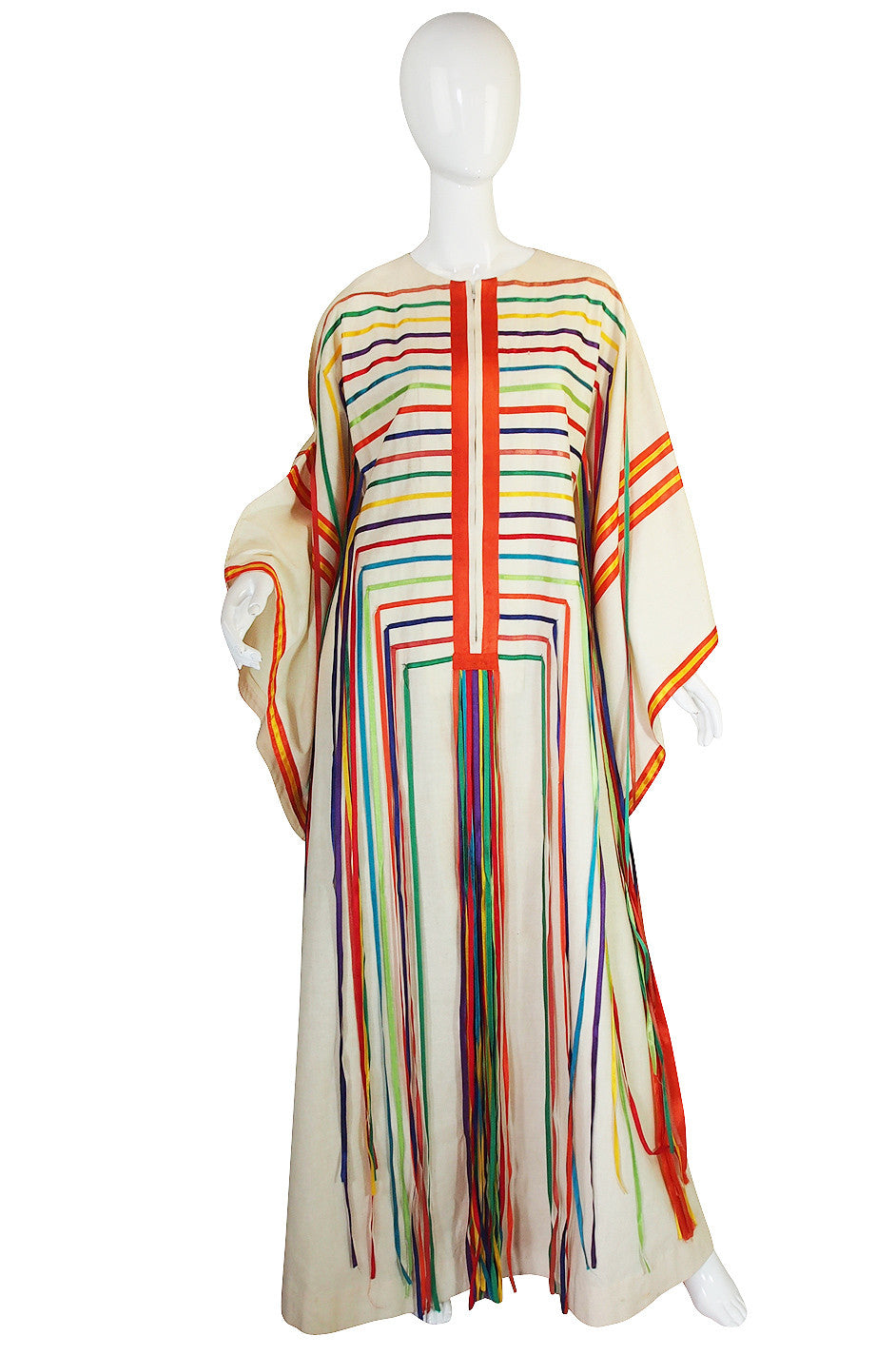 1960s Josefa Mexico Rainbow Ribbon Caftan | shrimptoncouture.com