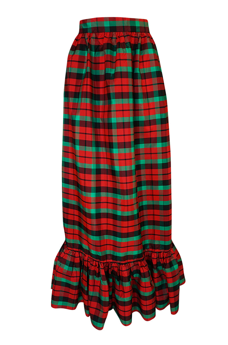 red plaid taffeta skirt