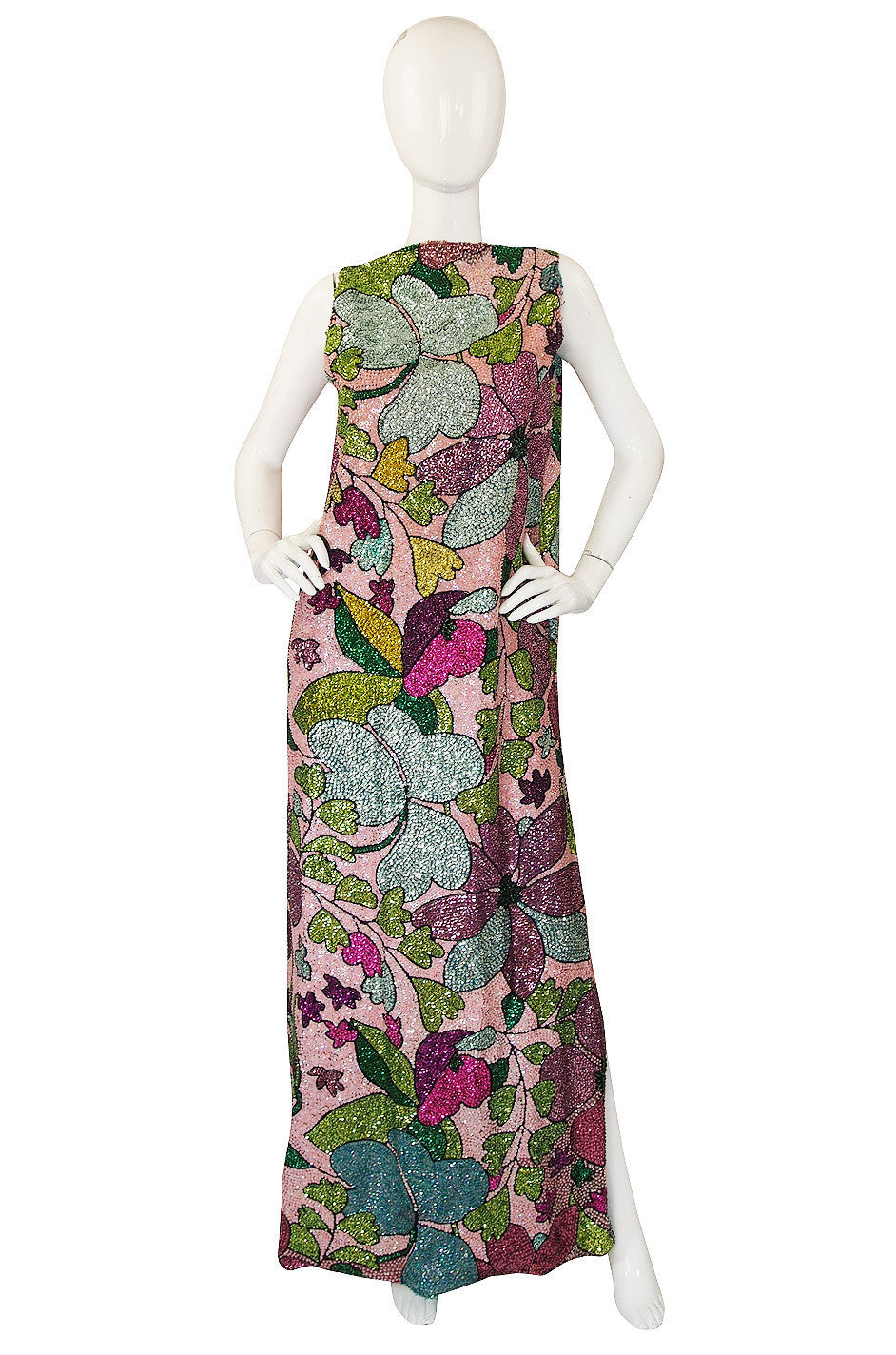 Incredible 1960s Sequin & Bead Maxi Dress – Shrimpton Couture