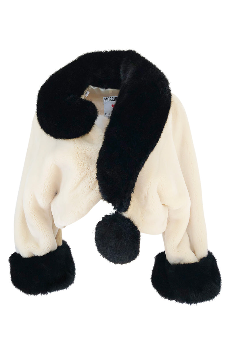 moschino black fur coat
