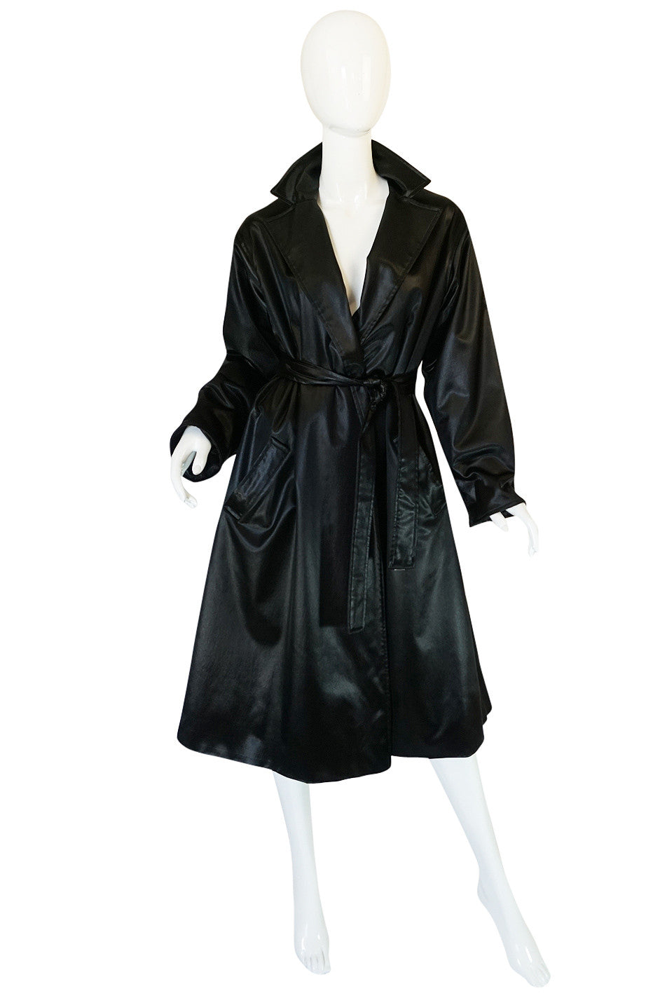1970s Rare Black Silk Satin Halston Wrap Evening Coat – Shrimpton Couture