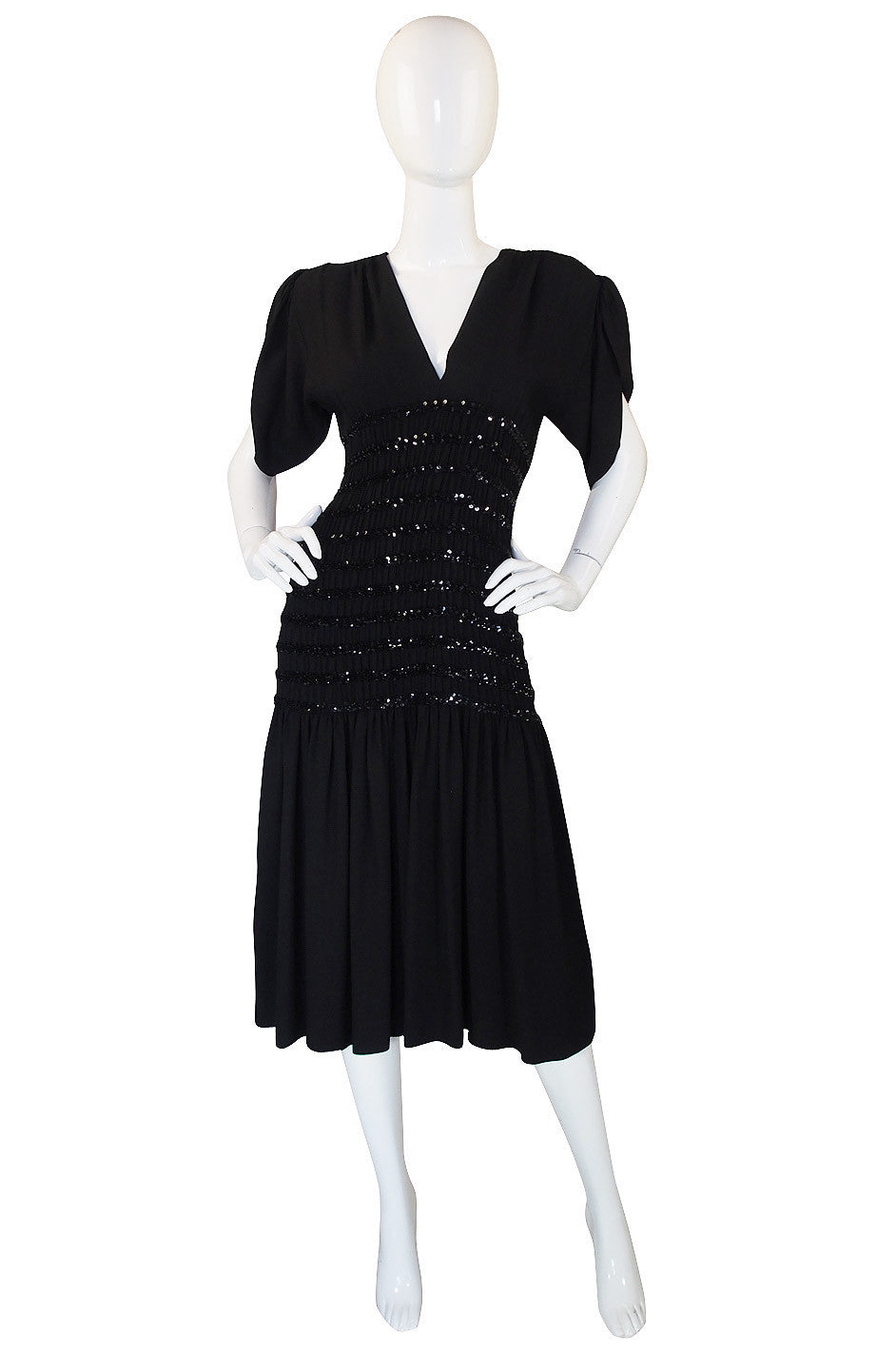 1983 Yves Saint Laurent Crepe & Sequin Dress – Shrimpton Couture