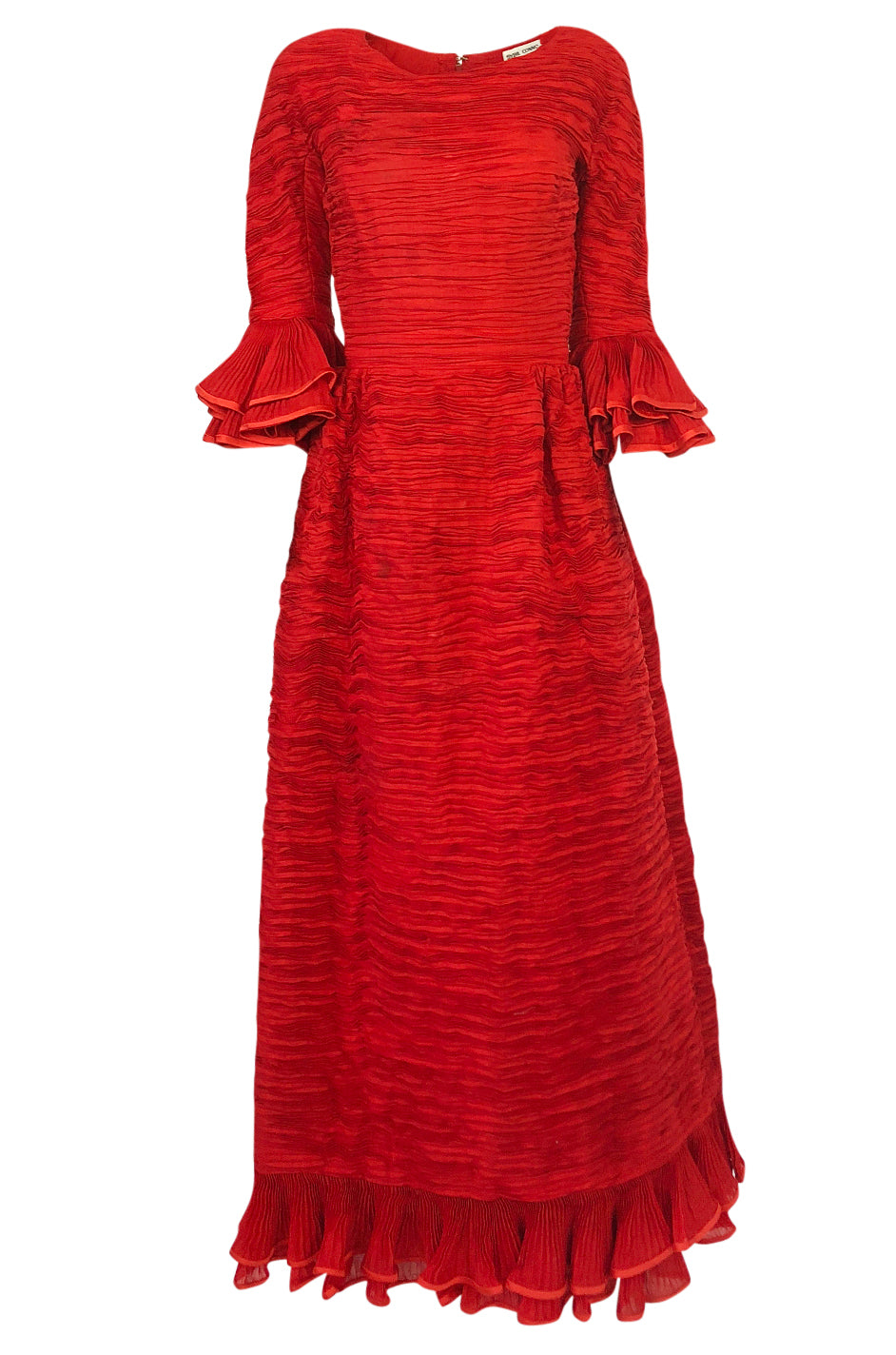 1960s Sybil Connolly Couture 'Non Chalance' Red Ruffled Pleated Linen ...
