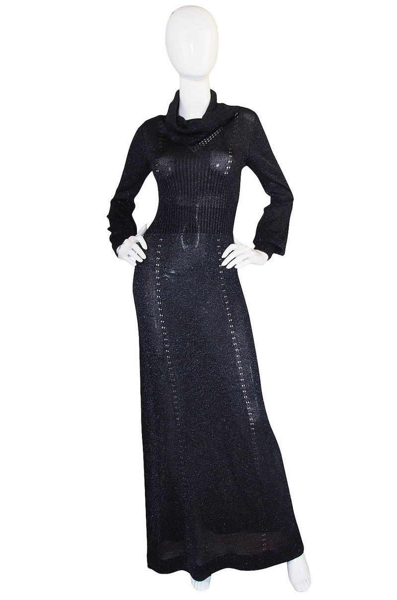 1970s Supermodel Length Wenjilli Metallic Black Dress – Shrimpton Couture