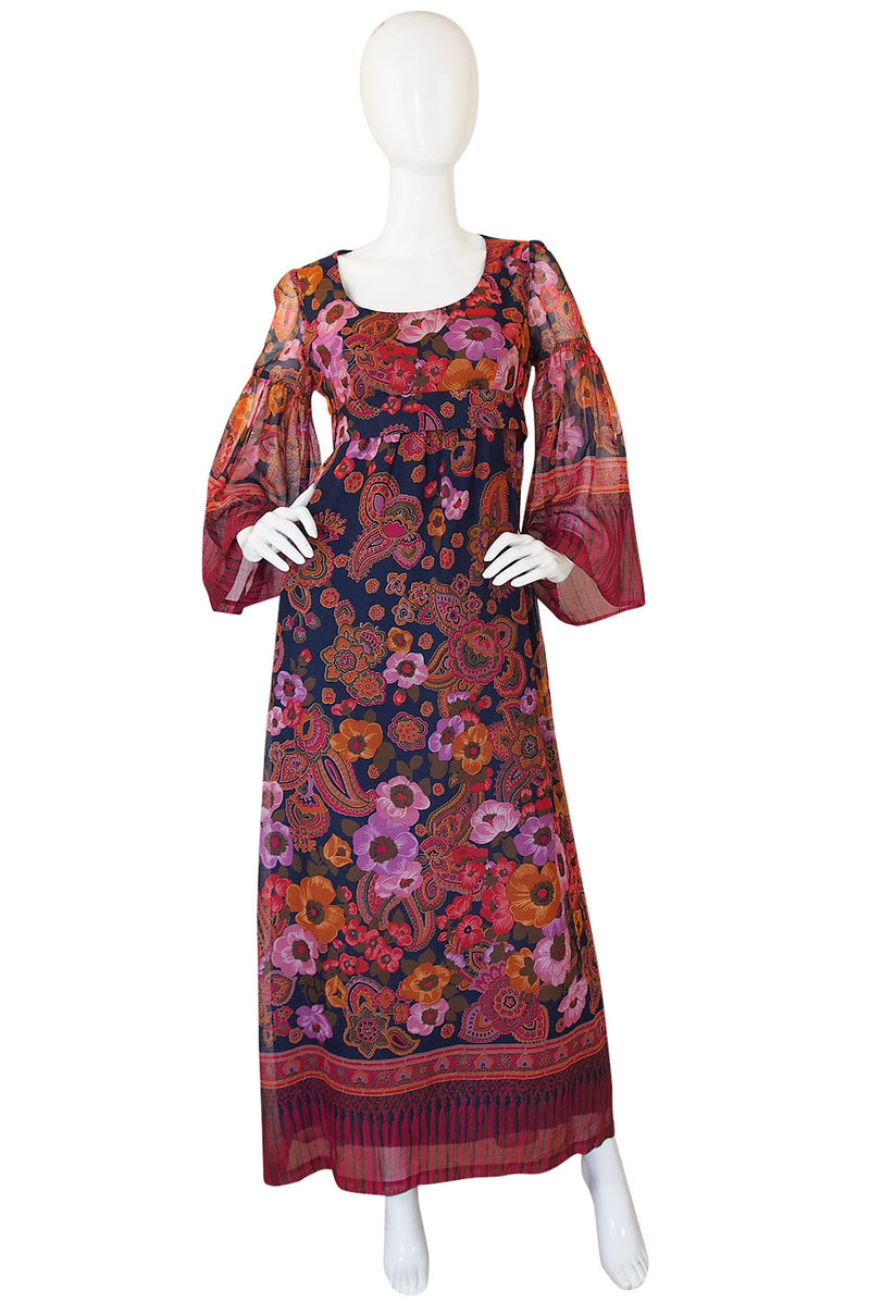 1960s Gorgeous Silk Voile Print Maxi Dress – Shrimpton Couture