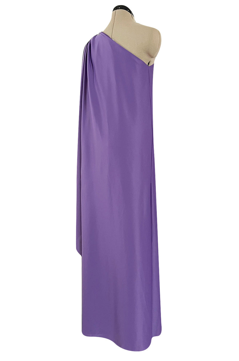Classic 1978 Halston One Shoulder Draped Full Length Maxi Dress in a L ...