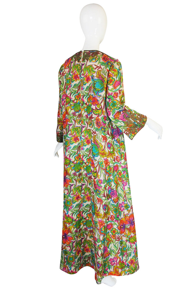1960s Floral Metallic Print Gold Cord Caftan Dress – Shrimpton Couture