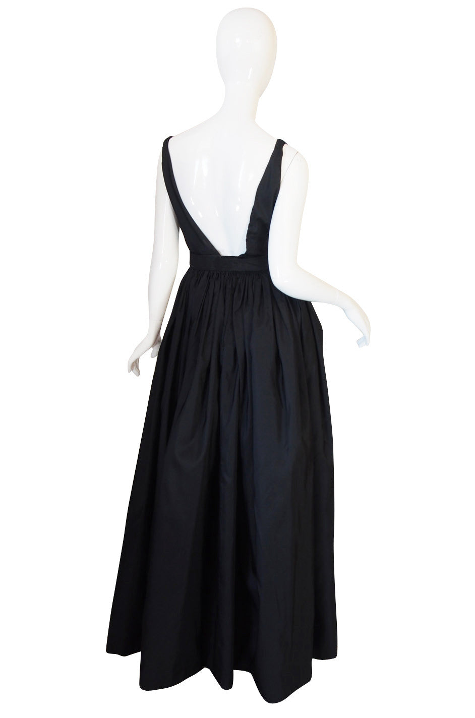 c1967 Plunging Black Silk George Halley Gown | shrimptoncouture.com