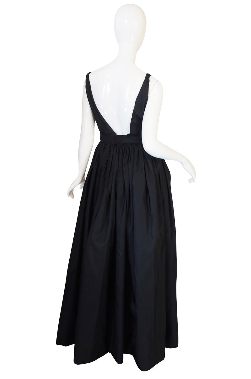 c1967 Plunging Black Silk George Halley Gown – Shrimpton Couture