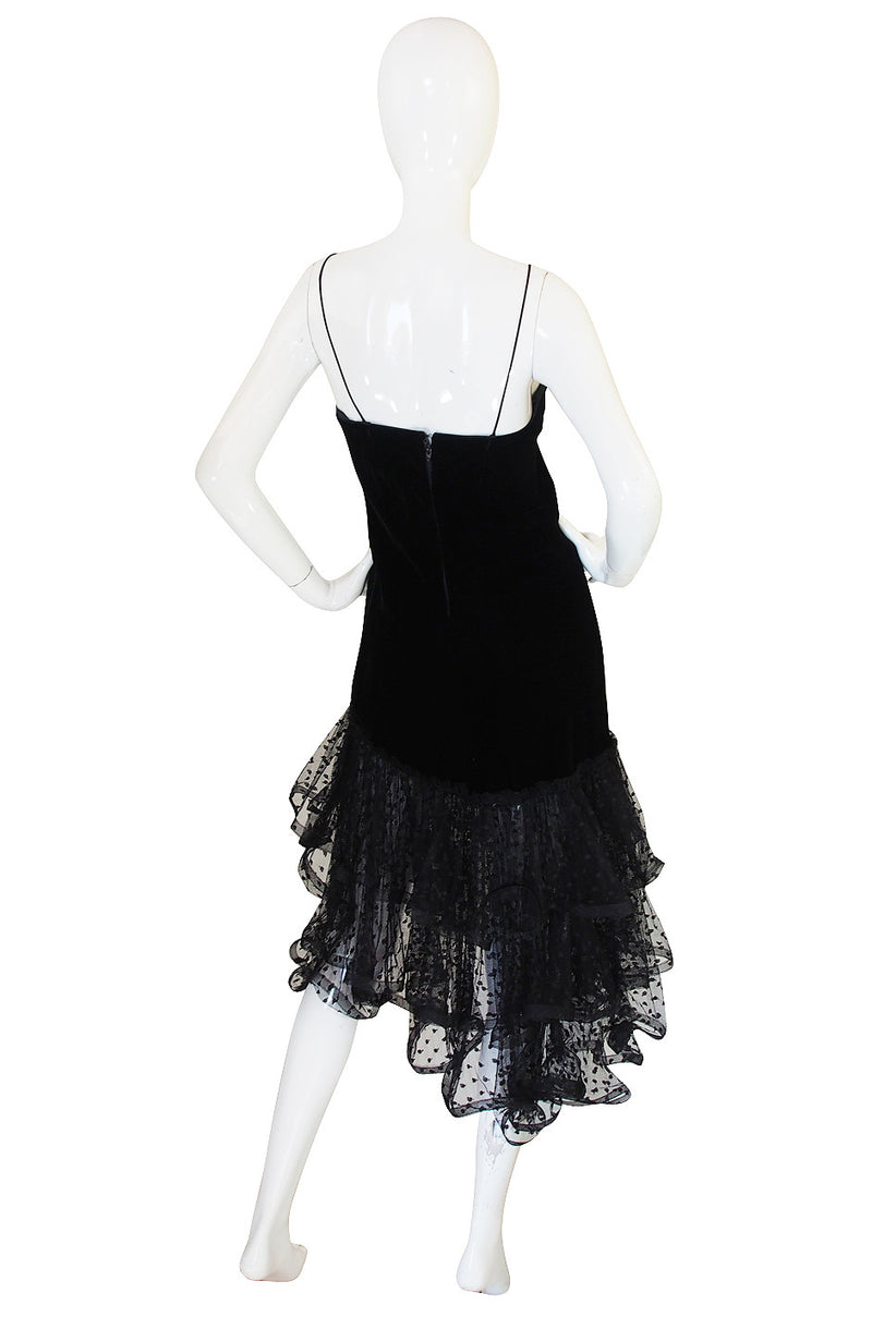 1978 Oscar de la Renta Velvet & Dotted Net Dress – Shrimpton Couture