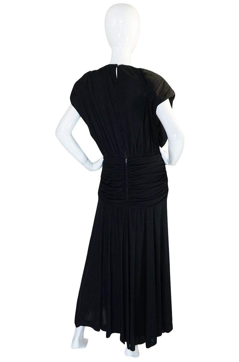 1980s Rhinestone Plunge Jersey Loris Azzaro Dress – Shrimpton Couture
