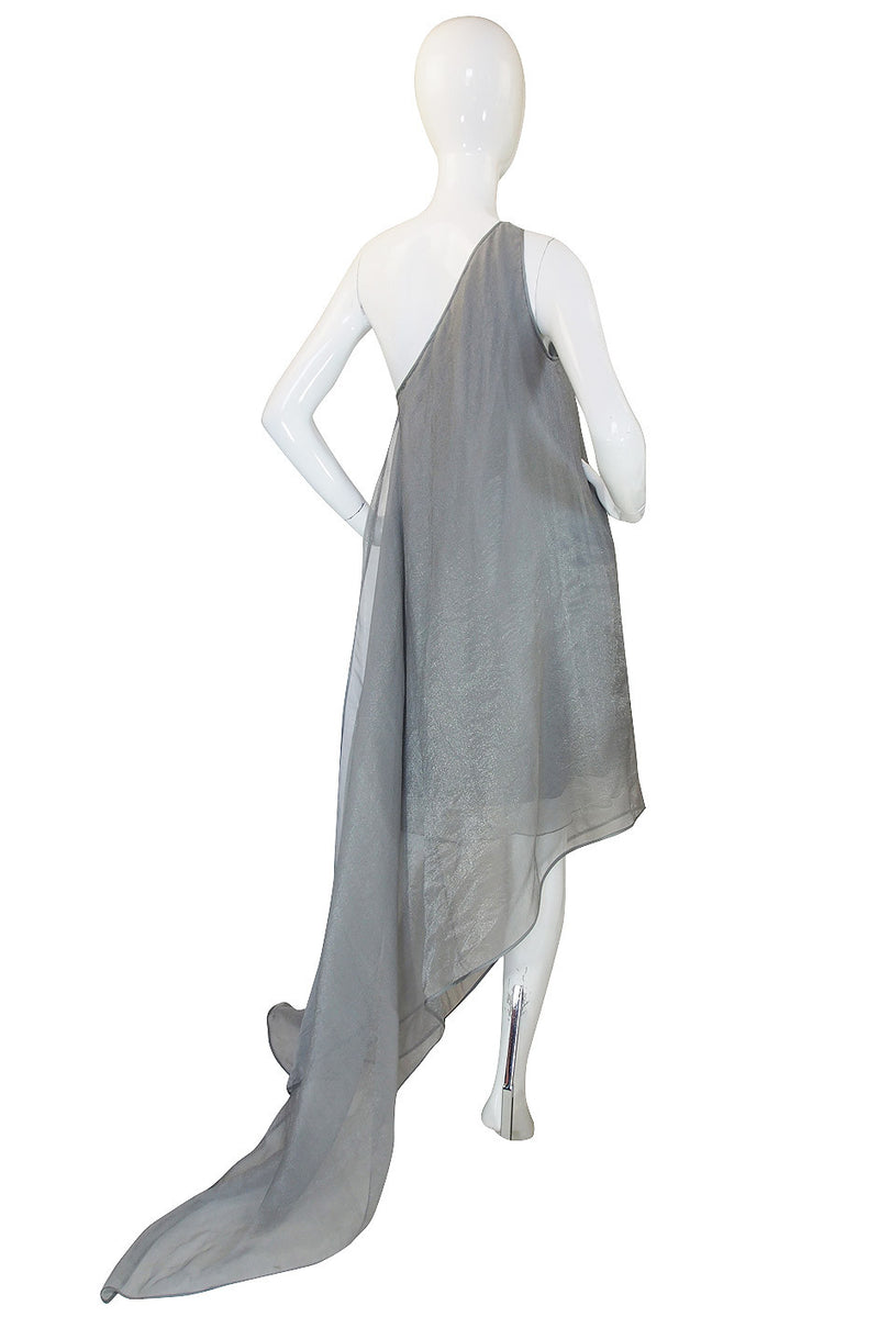 1980s Donna Karan Silver One Shoulder Gown – Shrimpton Couture