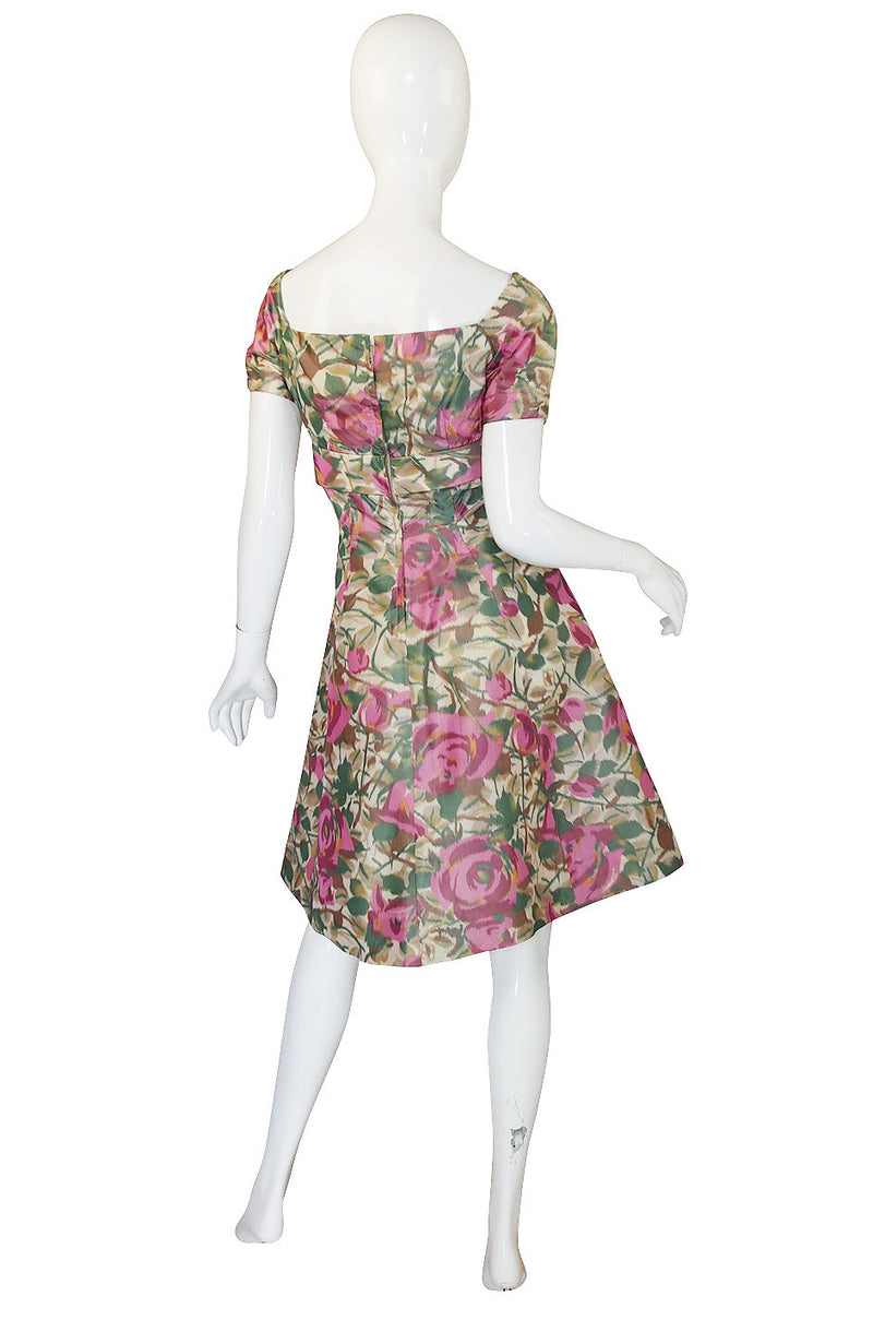 1950s Pretty Floral Silk Bow Cocktail Dress – Shrimpton Couture