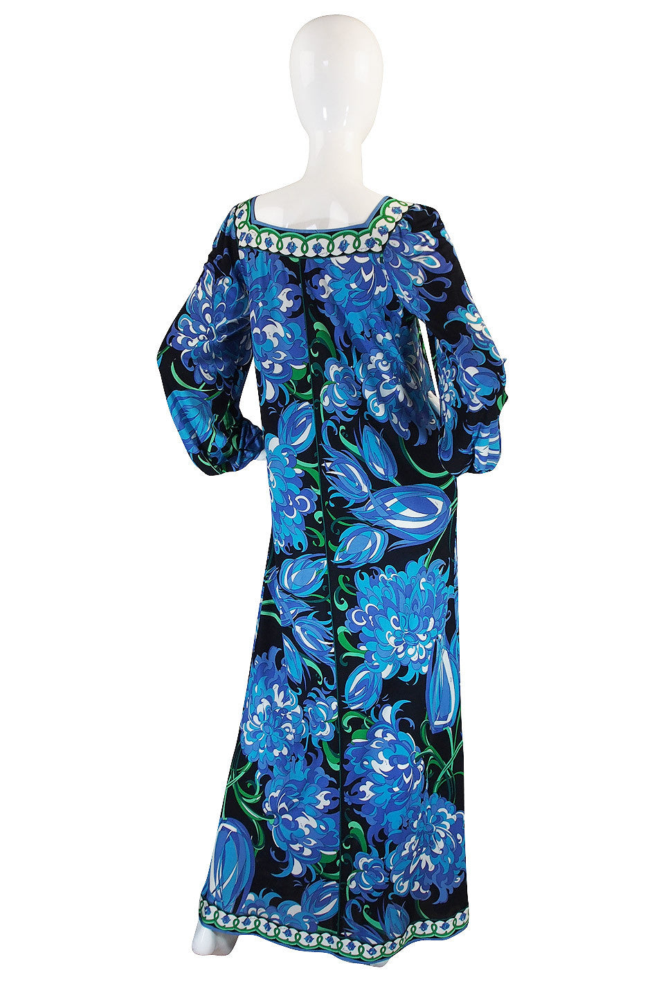 1970s Blue Print Silk Jersey Pucci Caftan Dress – Shrimpton Couture
