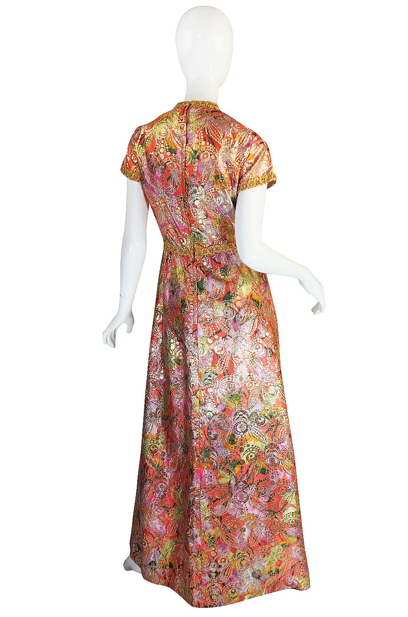 1960s Metallic Coral and Gold Maxi Dress – Shrimpton Couture