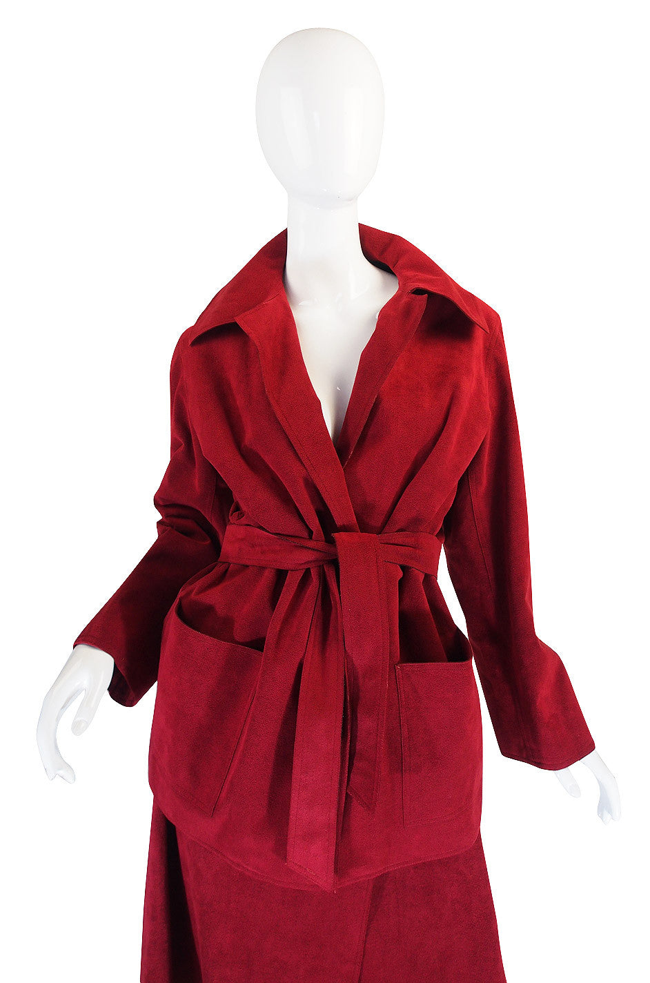 Custom Larger 1972 Red Ultrasuede Halston Suit – Shrimpton Couture