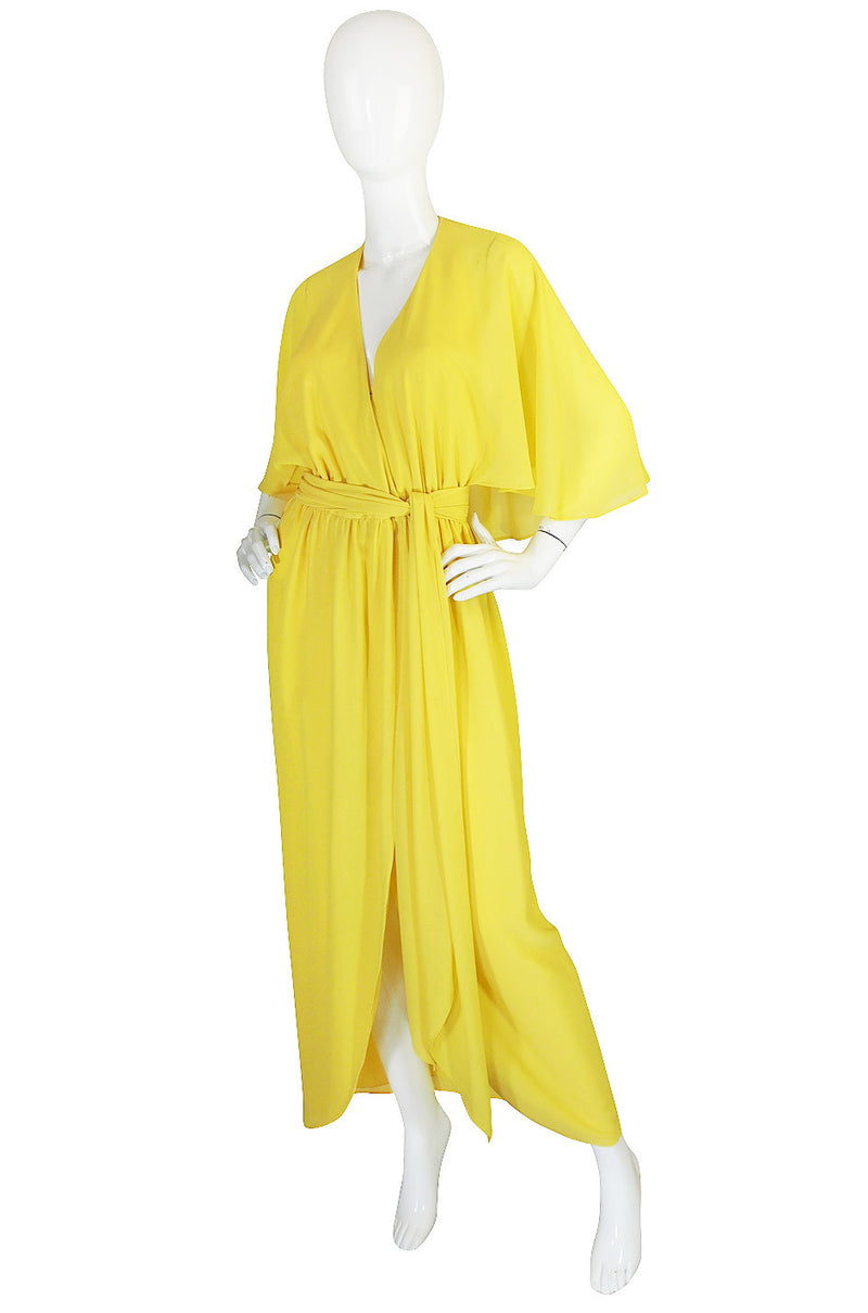1970s Backless Yellow Wrap Halston Maxi Dress – Shrimpton Couture