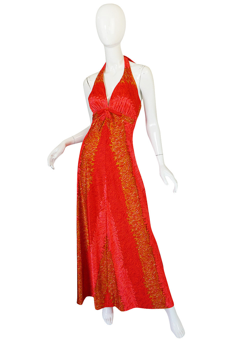 1960s DeWeese Coral and Red Halter Maxi Dress – Shrimpton Couture