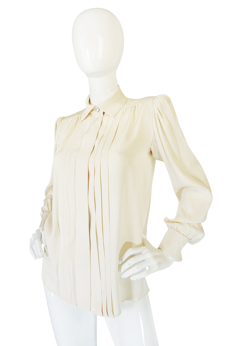 c.1979 Haute Couture Cream Silk Yves Saint Laurent Top – Shrimpton Couture