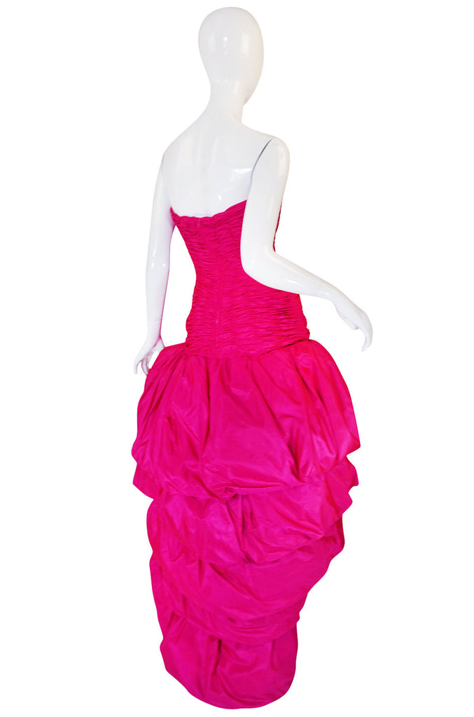 1980s Vivid & Dramatic Loris Azzaro Couture Pink Silk Gown ...