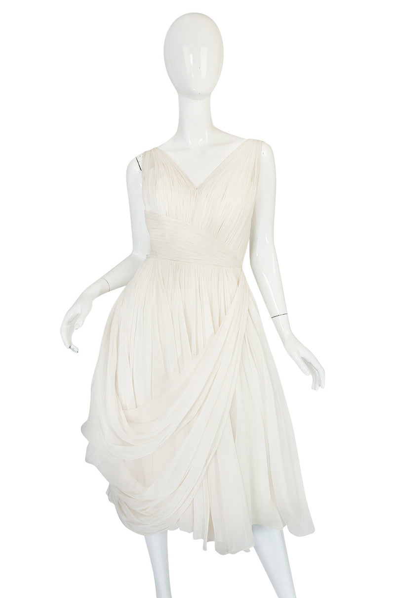 1950s Ivory Silk Pleated Dress in the Manner of Jean Desses – Shrimpton ...