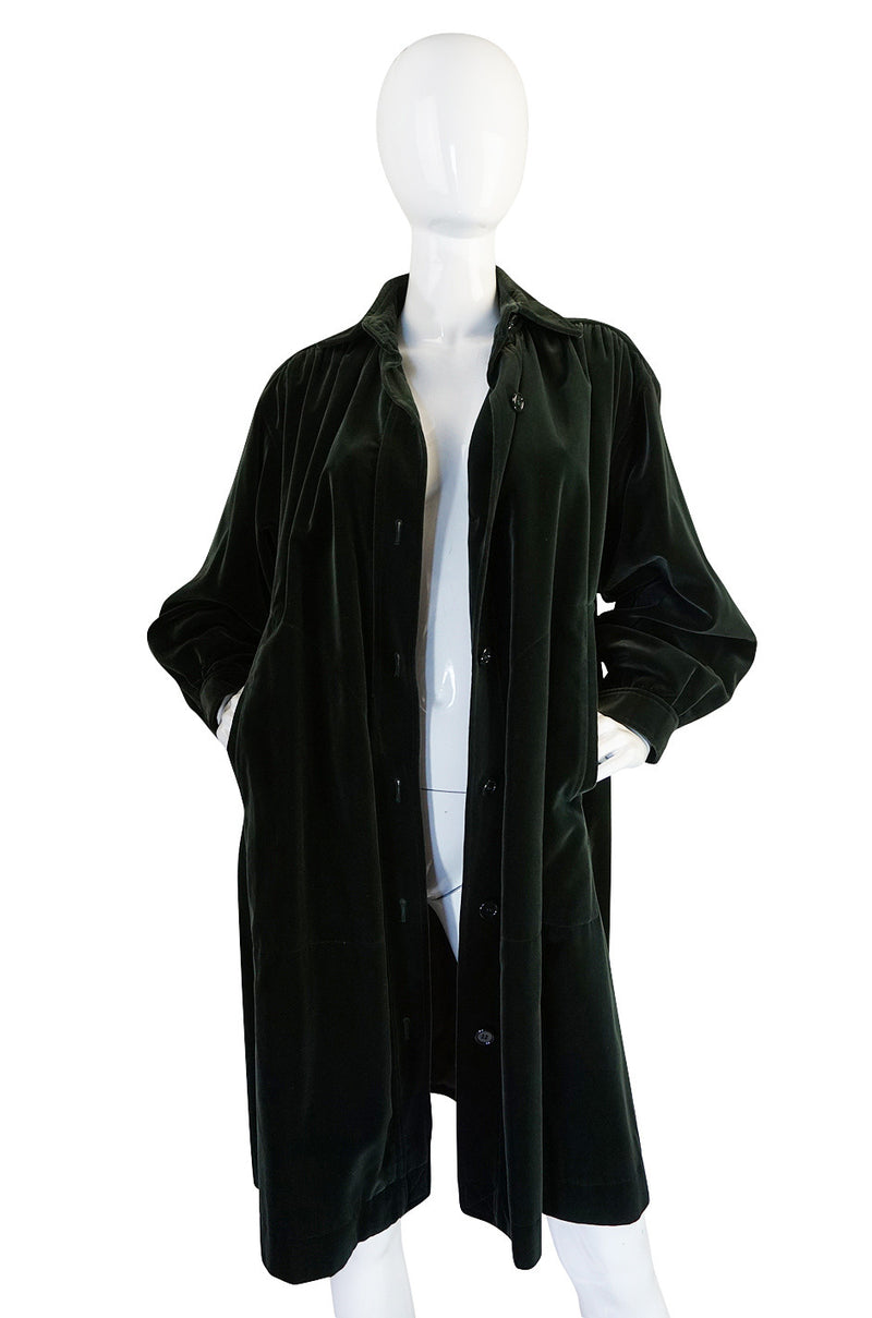 1970s Bottle Green Yves Saint Laurent Velvet Smock Coat – Shrimpton Couture