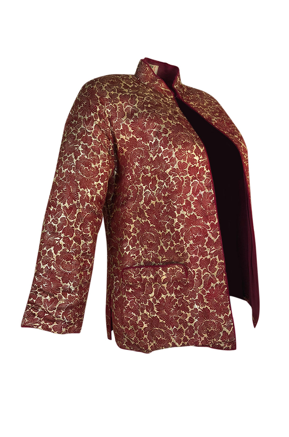 1930s Unlabeled Rich Burgundy & Gold Silk Brocade Asian Jacket ...