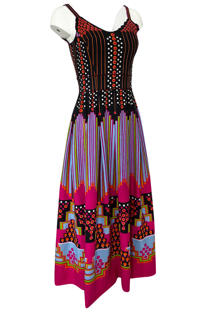 c.1974 Lanvin by Jules-Francois Crahay Pretty Printed Dress w Scarf ...