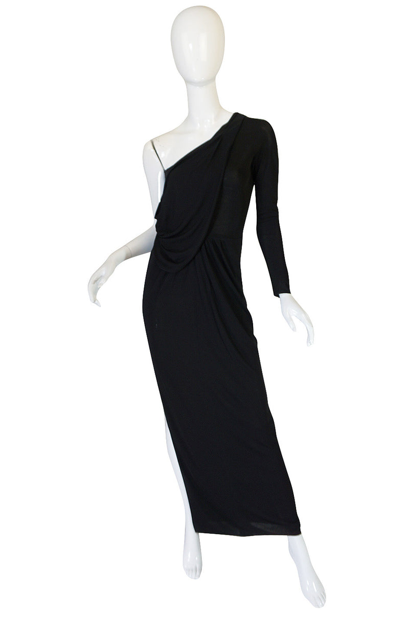 1970s One Shoulder Black Jersey John Anthony Dress – Shrimpton Couture