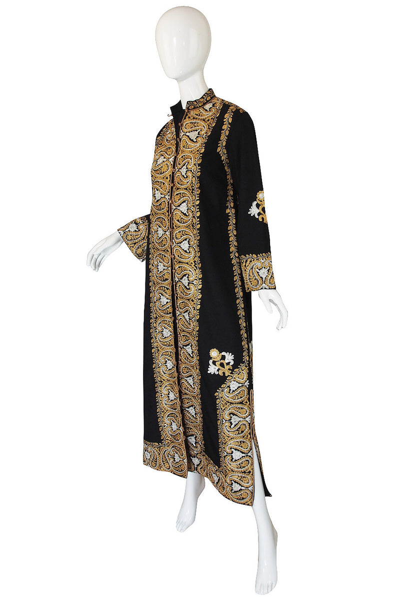 1970s Embroidered Gold & Black Caftan – Shrimpton Couture