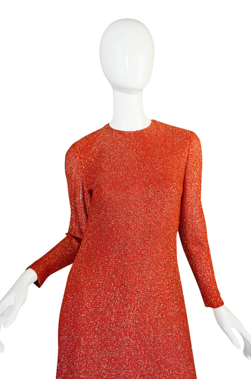 1970s Adele Simpson Coral & Gold Lurex Dress – Shrimpton Couture